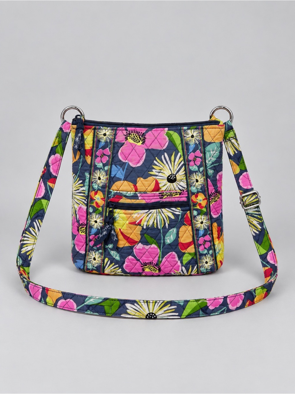 Vera Jazzy Blooms Hipster Crossbody Bag Purse Floral Quilted Bohemian